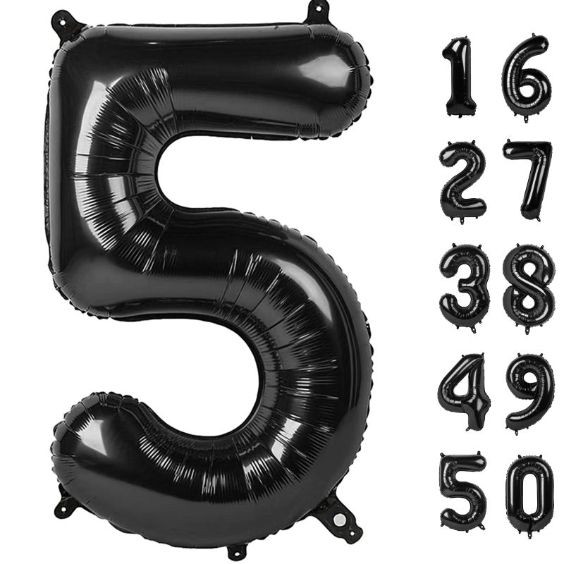 Kelfuoya 40 بوصة كبيرة سوداء عدد 5 بالونات احباط بالونات 15th 25th 35th 50th 55th بالونات أرقام عملاقة للرجال النساء عيد ميلاد حزب الذكرى الاحتفالات الزينة - Image 1