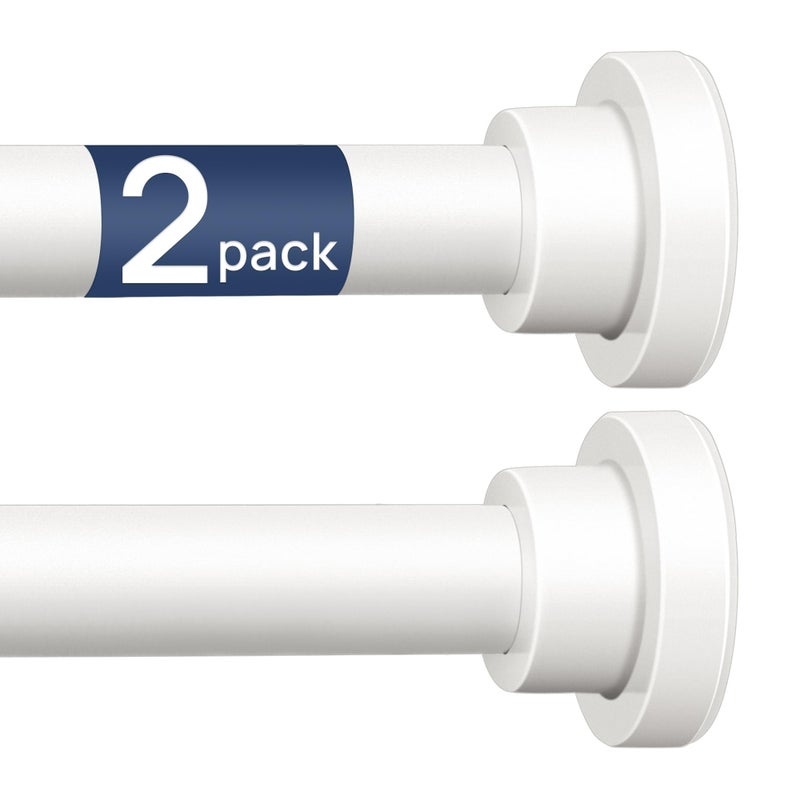 ENJOYBASICS 2 Pack Adjustable Spring Tension Curtain Rods 32 to 66 Inches, Stainless Steel White Shower Rod No Drilling for Window, Bathroom, Closet, Room Divider, 7/8" Diameter - Image 1