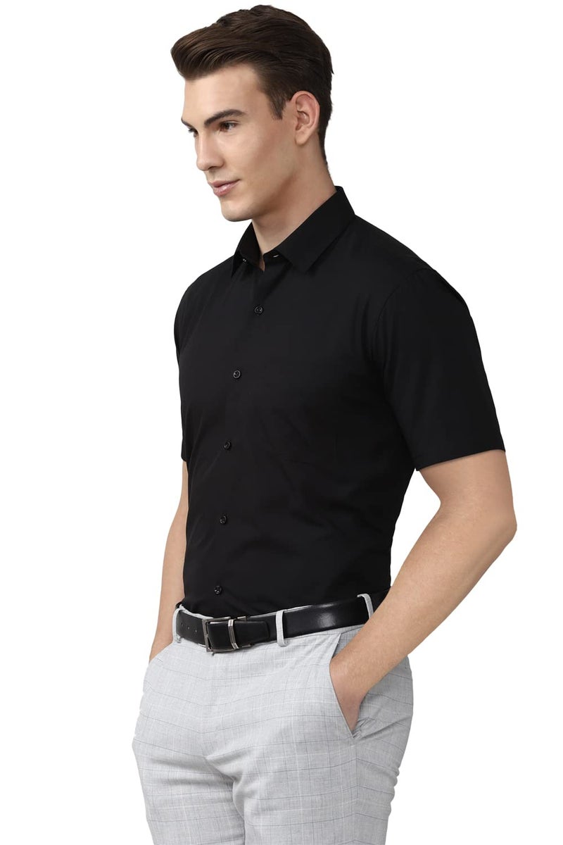 Peter England Men Cotton Regular Fit Shirt (PESHMNUBJ86861_Black, 40 - Image 2