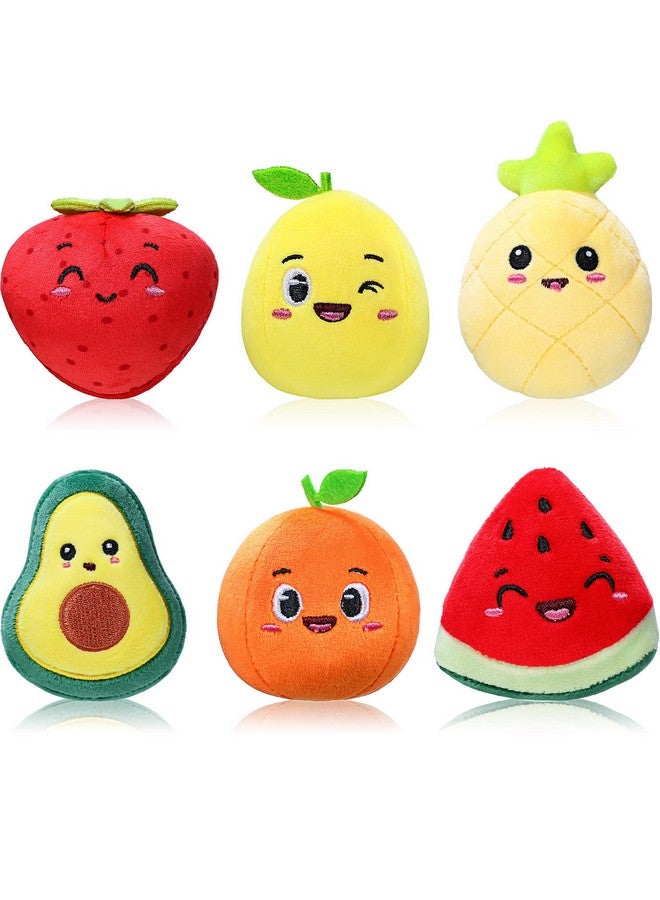 Aoriher 6 Pcs Fruit Plush Toys Colorful Cute Stuffed Mini Avocado Strawberry Orange Handbag Backpack Keychains Sensory Gifts For Christmas Party Favors Classroom Reward Exchange Gifts, 3.15 Inches  - Image 1