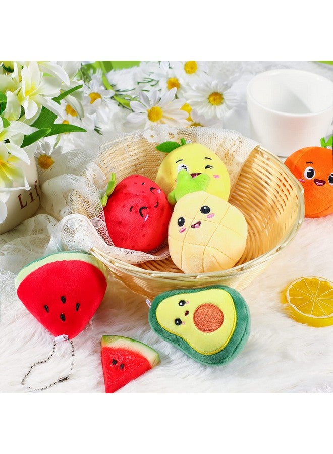 Aoriher 6 Pcs Fruit Plush Toys Colorful Cute Stuffed Mini Avocado Strawberry Orange Handbag Backpack Keychains Sensory Gifts For Christmas Party Favors Classroom Reward Exchange Gifts, 3.15 Inches  - Image 4