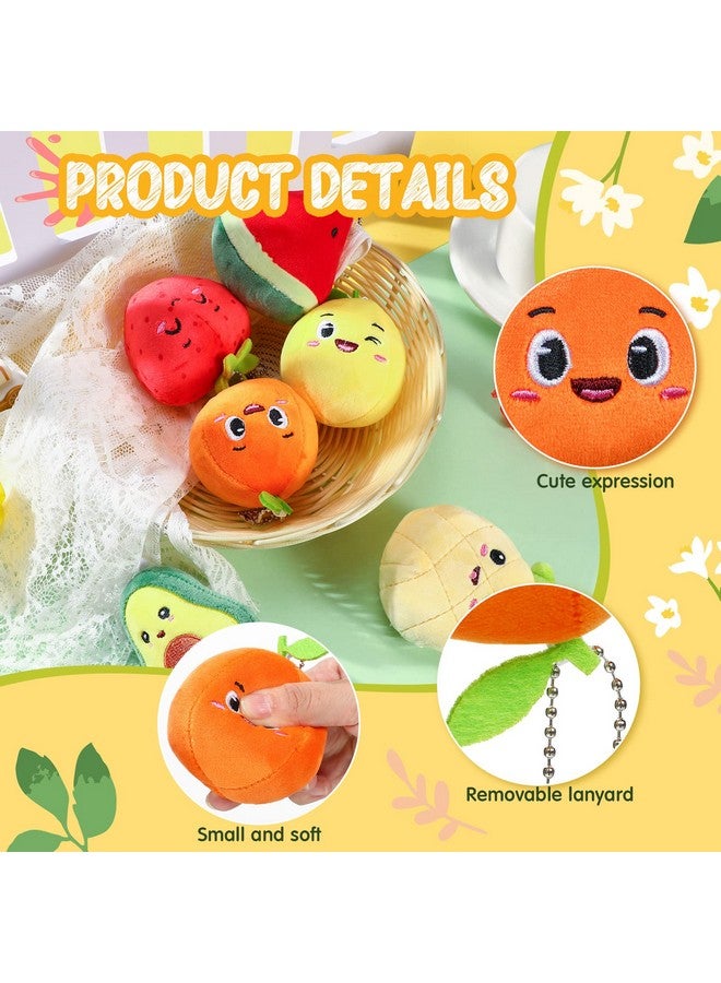 Aoriher 6 Pcs Fruit Plush Toys Colorful Cute Stuffed Mini Avocado Strawberry Orange Handbag Backpack Keychains Sensory Gifts For Christmas Party Favors Classroom Reward Exchange Gifts, 3.15 Inches  - Image 3
