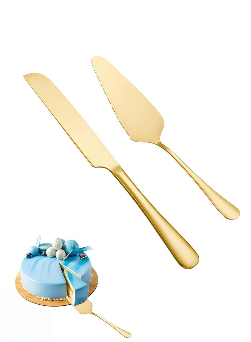 طقم تقديم الكيك، سكين وملعقة تقديم كيك الزفاف، أدوات تقطيع الكيك، قطاعة كيك من الفولاذ المقاوم للصدأ، سكين كيك مسنن، ملعقة تقديم حلويات احترافية للكيك، فطيرة الجبن، البيتزا - Image 1