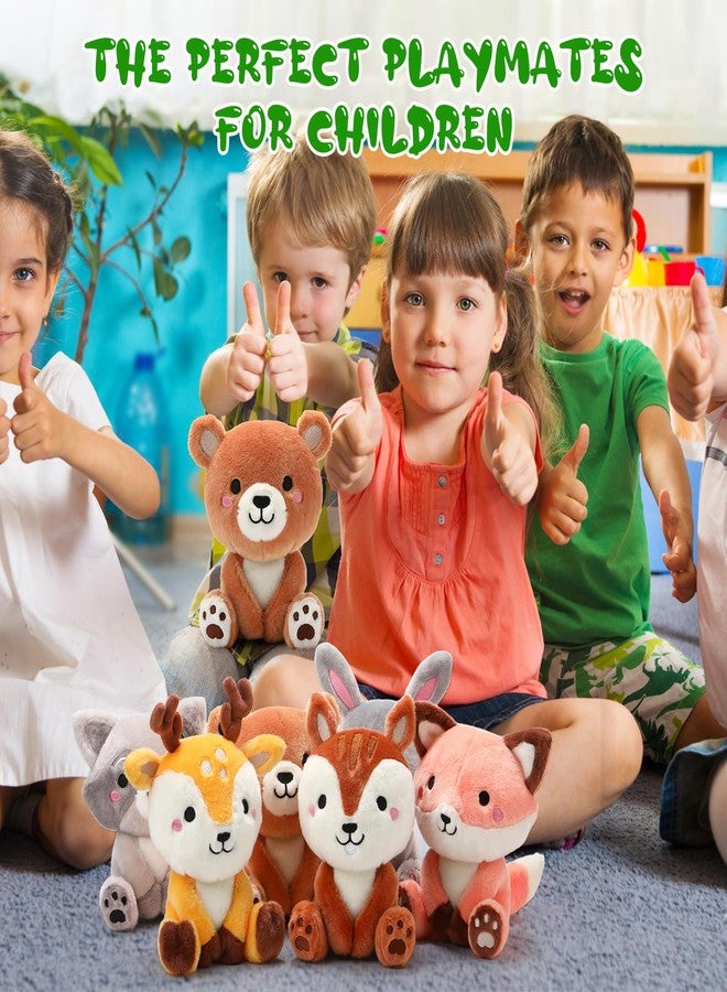 RoundFunny 6 Pcs Woodland Animals Toys 7 Inch Bear Rabbit Squirrel Deer Raccoon Fox Large Stuffed Animals Bulk for Woodland Baby Showers Party Decor Birthday Gifts Classroom Teacher Student Awards - Image 4