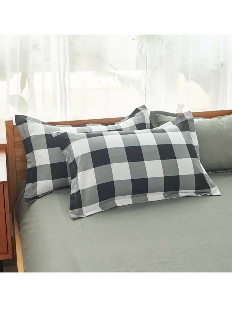 Sharpdo Four-piece bedding set microfiber soft quilt set with 1 quilt cover, 1 flat sheet and 2 pillowcases 1.8m bed（180*220cm）  - Image 4