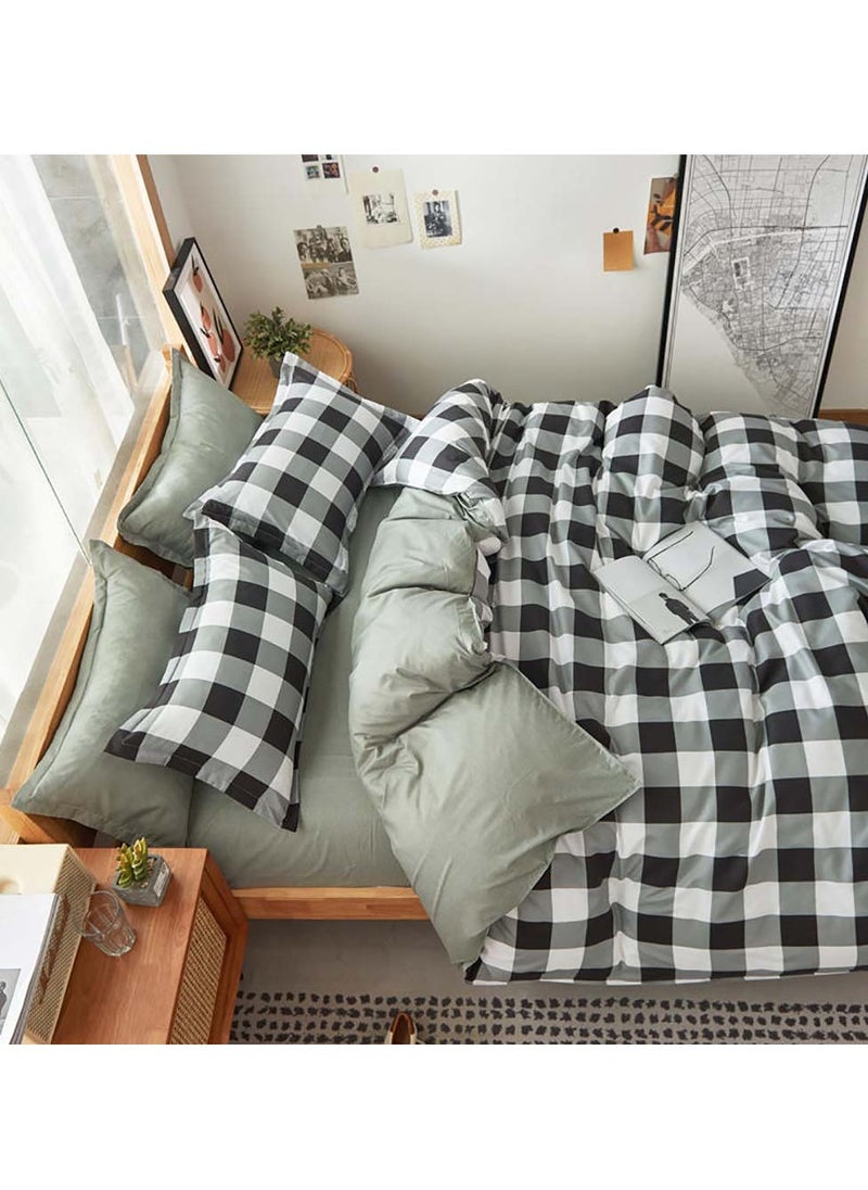 Sharpdo Four-piece bedding set microfiber soft quilt set with 1 quilt cover, 1 flat sheet and 2 pillowcases 1.8m bed（180*220cm）  - Image 5