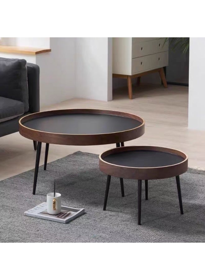 سي آند سي هوم طقم طاولات قهوة متداخلة عدد 2 بسطح خشبي وأرجل معدنية لغرفة المعيشة – 75×43 سم و50×37 سم - Image 4