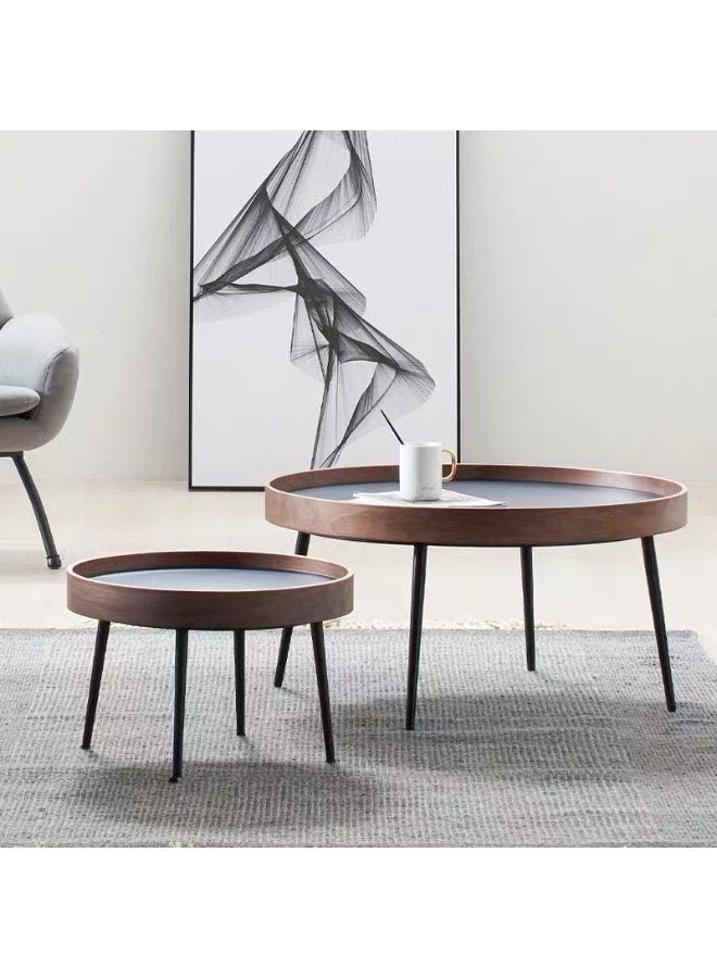 سي آند سي هوم طقم طاولات قهوة متداخلة عدد 2 بسطح خشبي وأرجل معدنية لغرفة المعيشة – 75×43 سم و50×37 سم - Image 2