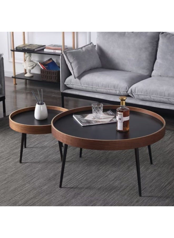 سي آند سي هوم طقم طاولات قهوة متداخلة عدد 2 بسطح خشبي وأرجل معدنية لغرفة المعيشة – 75×43 سم و50×37 سم - Image 3