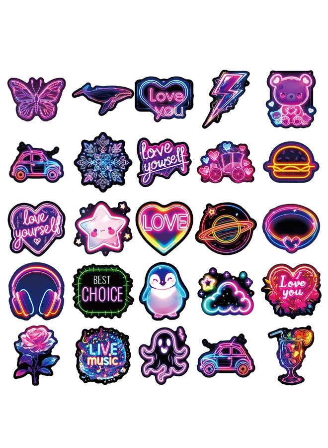 هالامودو ملصقات زجاجات المياه 50 جهاز كمبيوتر شخصي لطيف بارد حزم ملصقات النيون ، جوائز الفصول الدراسية للأطفال ، ملصقات الفينيل المقاومة للماء لزجاجات المياه الكمبيوتر المحمول Scrapbooking مجلة التزلج حقيبة الغيتار إلخ - Image 5