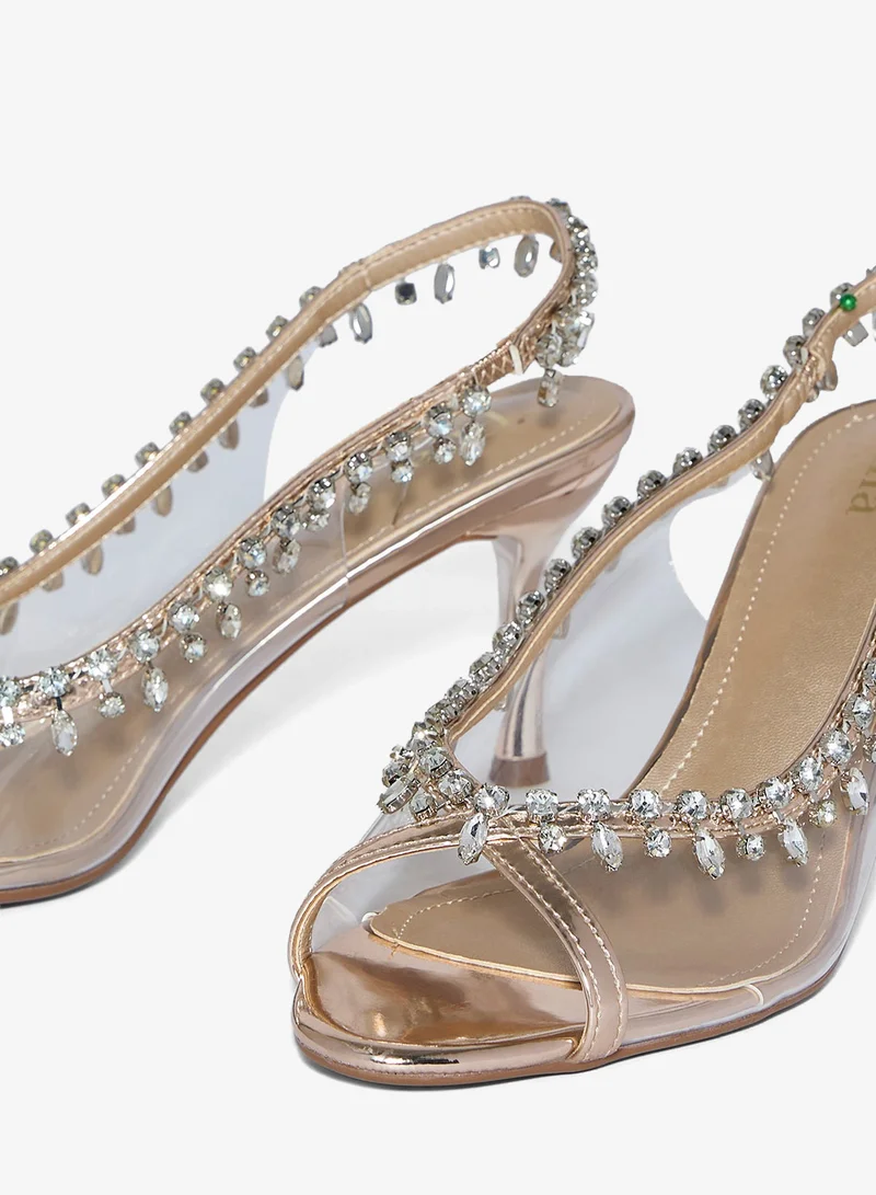 Ella Limited Edition CHAMPAGNE Diamante Peep Toe Pump for Women | Best Price UAE