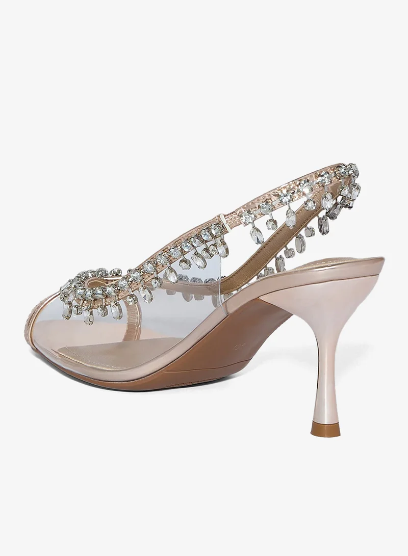 Ella Limited Edition CHAMPAGNE Diamante Peep Toe Pump for Women | Best Price UAE