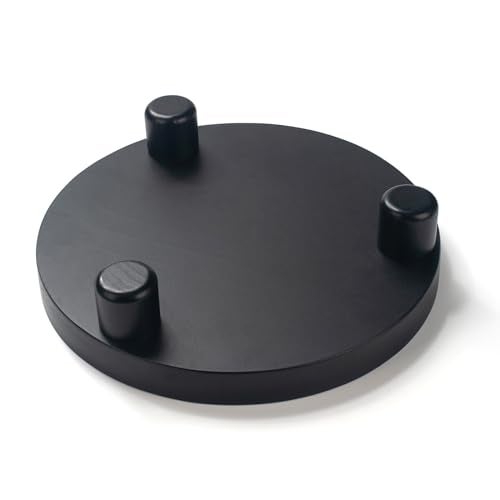 DEAMACE 2 Pcs Wood Riser for Display, Round Wooden Tray Decor, Farmhouse Pedestal Stand, Decorative Riser Tray for Kitchen or Bathroom Counter, Black - Image 2