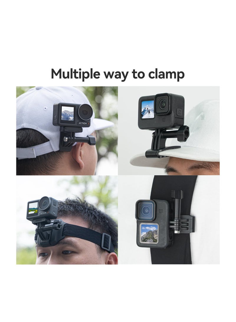 SOLARAE Head Strap Cap Clip Mount, with Phone Clip Vertical Mount Kit, 2-in-1 Cellphone POV Selfie Holder Head Mount, Fit for GoPro Max Hero Insta360 DJI Action iPhone Android, Video, Vlog - Image 4
