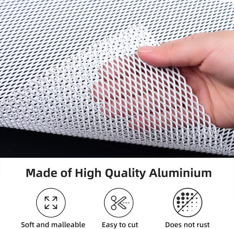 AggAuto Universal 40"x13" Car Grill Mesh - Aluminum Alloy Automotive Grille Insert Bumper Rhombic Hole 3x6mm, One of the Most Multifunctional Shape Grids White - Image 4