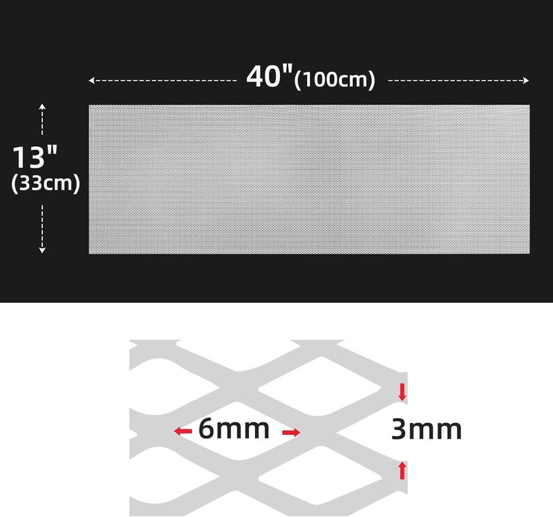 AggAuto Universal 40"x13" Car Grill Mesh - Aluminum Alloy Automotive Grille Insert Bumper Rhombic Hole 3x6mm, One of the Most Multifunctional Shape Grids White - Image 2