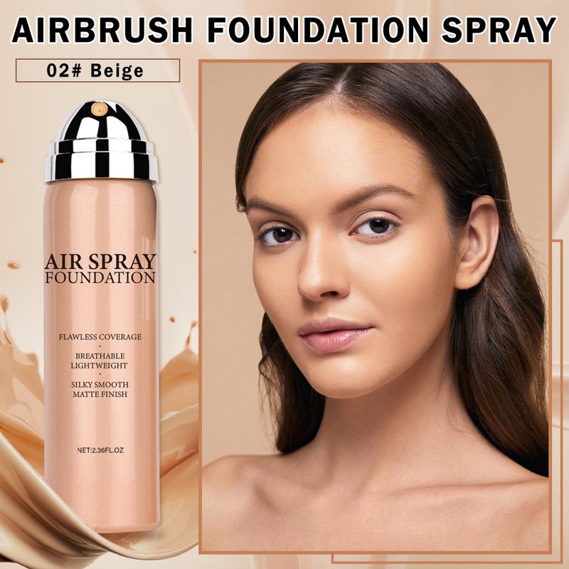 QIUFSSE Air Brush Makeup Foundation,Flawless Airbrush Foundation for Older Women,Teenagers,Middle-aged and Mature Skin,Lightweight Moisturizing,Buildable Coverage for Smooth Radiant Skin (02 Beige) - Image 2