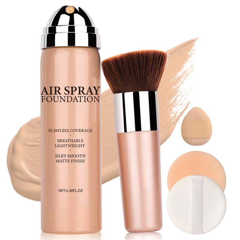 QIUFSSE Air Brush Makeup Foundation,Flawless Airbrush Foundation for Older Women,Teenagers,Middle-aged and Mature Skin,Lightweight Moisturizing,Buildable Coverage for Smooth Radiant Skin (02 Beige) - Image 1