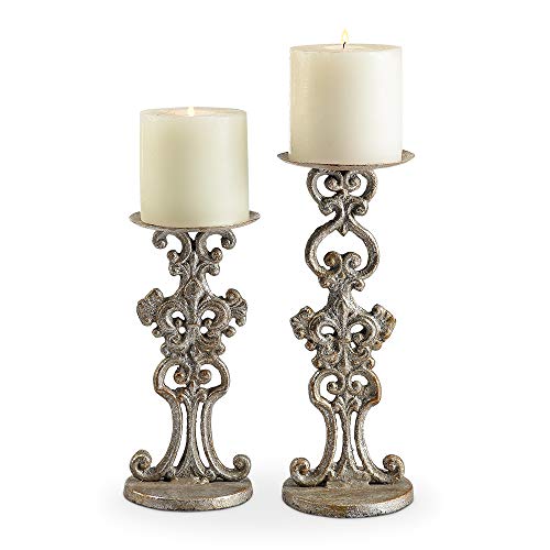 SPI Orinda Ornate Pillar Candleholders Set of 2 - Image 5