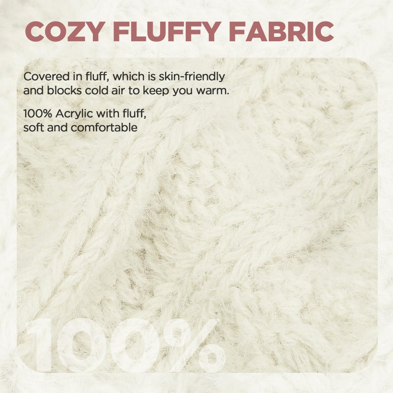 Goocoz Womens Beanie Hat Infinity Scarf Touchscreen Gloves Fleece Headband 4 in 1 Winter Clothes Set Gifts for Women White - Image 5