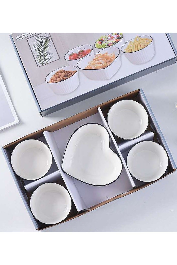 5-piece household ceramic bowl and tableware set, dish gift box set - Image 1