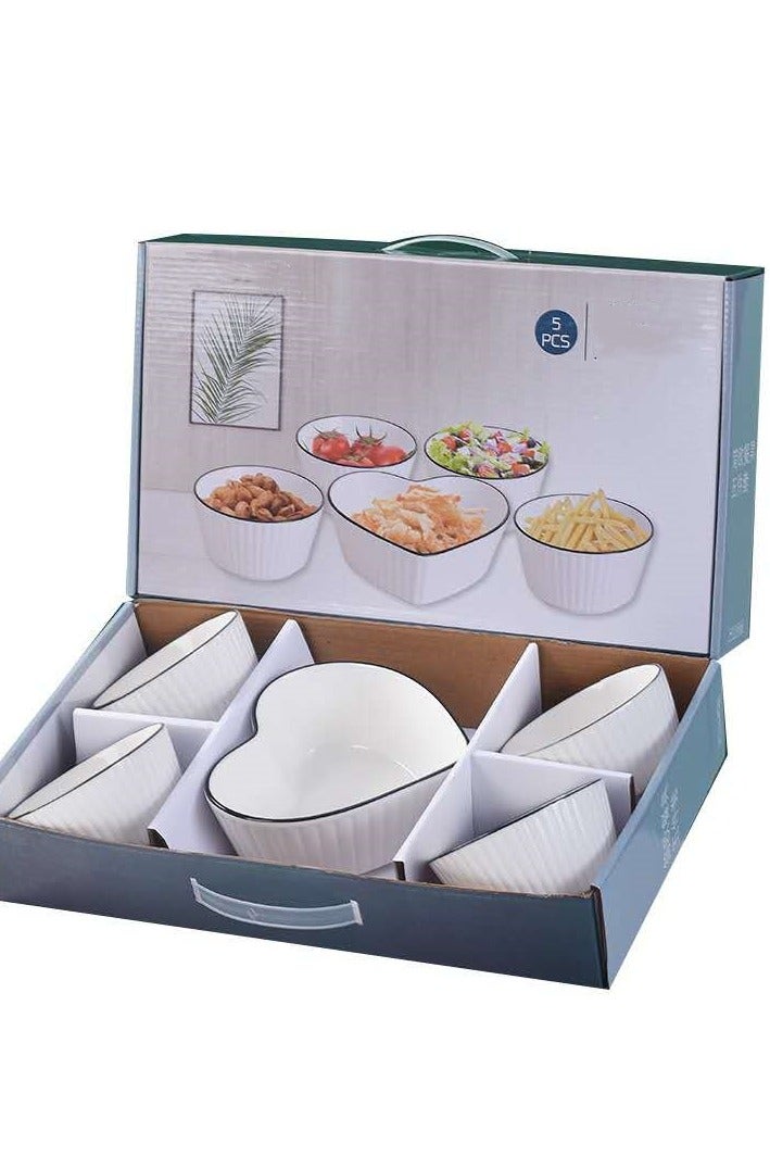 5-piece household ceramic bowl and tableware set, dish gift box set - Image 4