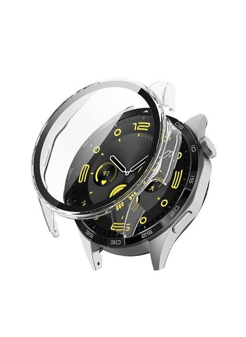 متوافق مع ساعة Huawei Watch GT4 مقاس 46 ملم وغطاء إطاري شفاف رفيع من مادة TPU الواقية من الصدمات