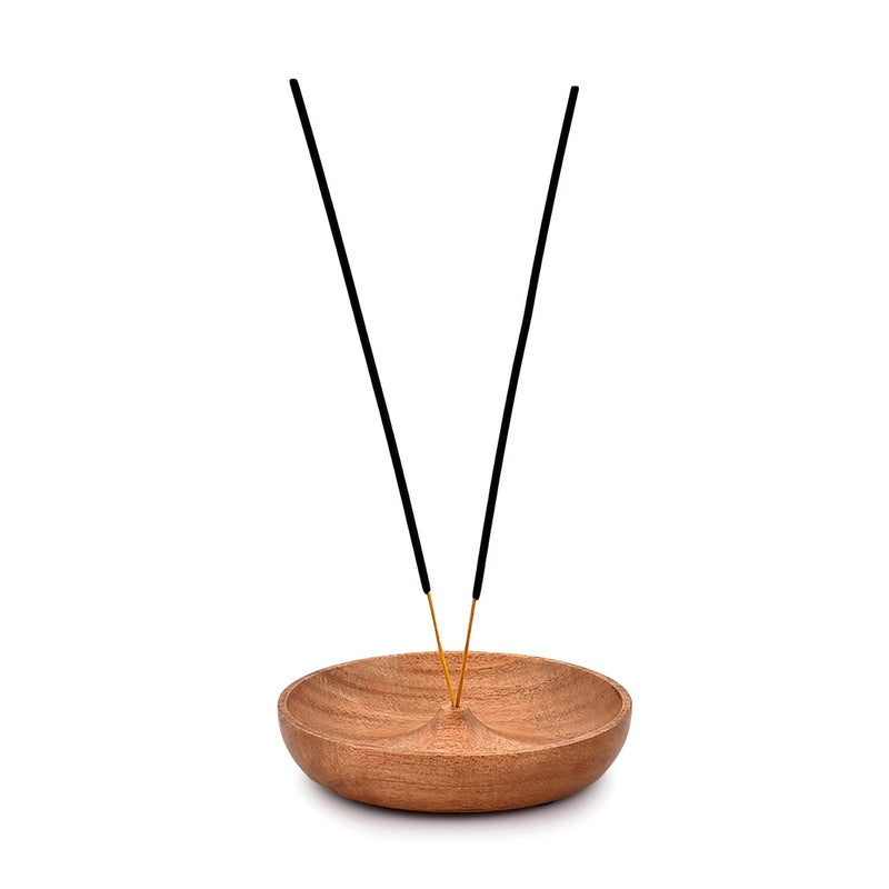 EDHAS Acacia Wood Round Incense Holder and Ash Catcher for Home Dcor HomeOfficeClub Aromatherapy 127cm x 127cm x 254cm
