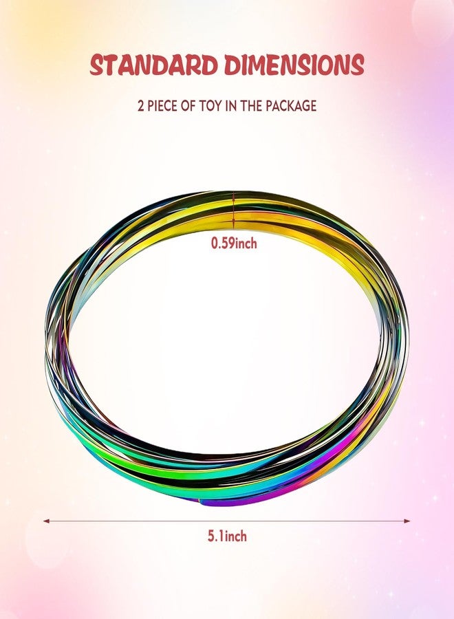 LYCBTC 2 Pack Flow Ring Spinner 5.1" Colorful Magic Kinetic Fidget Toy, 304 Stainless Steel Stretchable Foldable Arm Bracelet, Stress Relief Tricks & Play Sensory Toy – Ideal Gift for Kids - Image 2