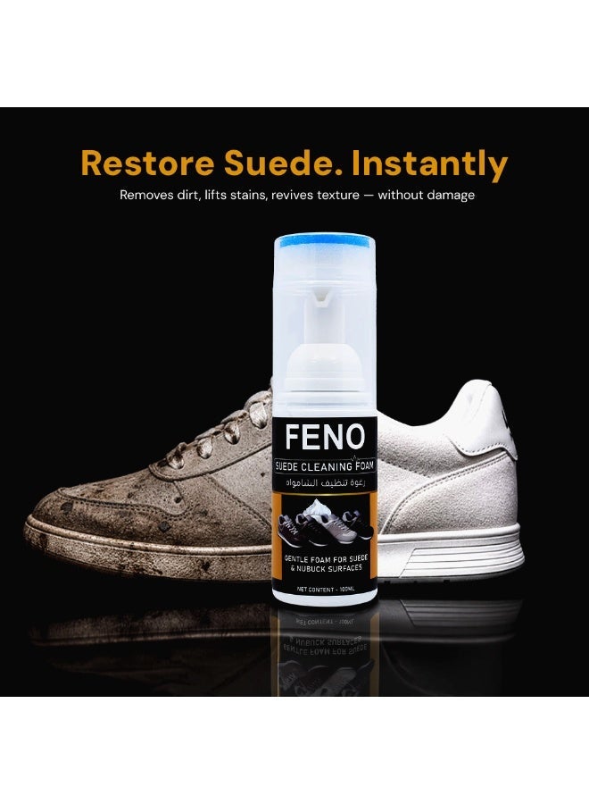 FENO Suede Cleaning Foam 100ml, Gentle Cleaner for Suede & Nubuck Shoes, Foam Shoe Cleaner for Delicate Materials, Removes Dirt & Stains, Easy Care Solution - Image 2