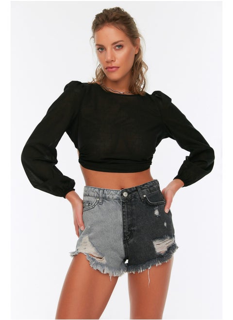 Denim Color Block Denim 100% Cotton Shorts & Bermuda TBESS22SR0391
