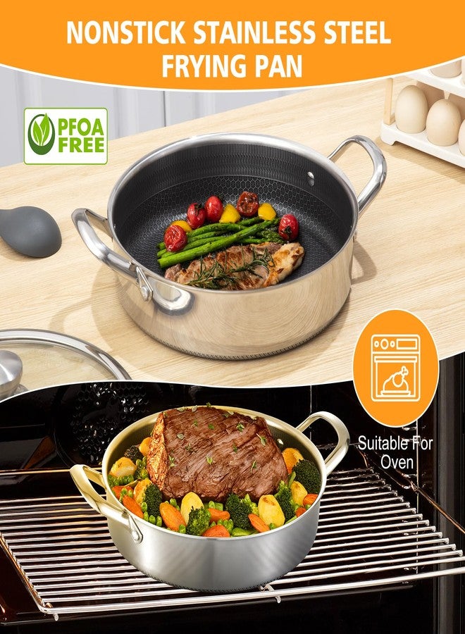 Toutrop Stainless Steel Saute Pan 12 inch Deep Frying Pan,5 Quarts Nonstick Skillet Large Sauté Pan with Lid,PFOA Free Cookware,Induction Compatible Chef Cooking Pan,Dishwasher & Oven Safe - Image 4