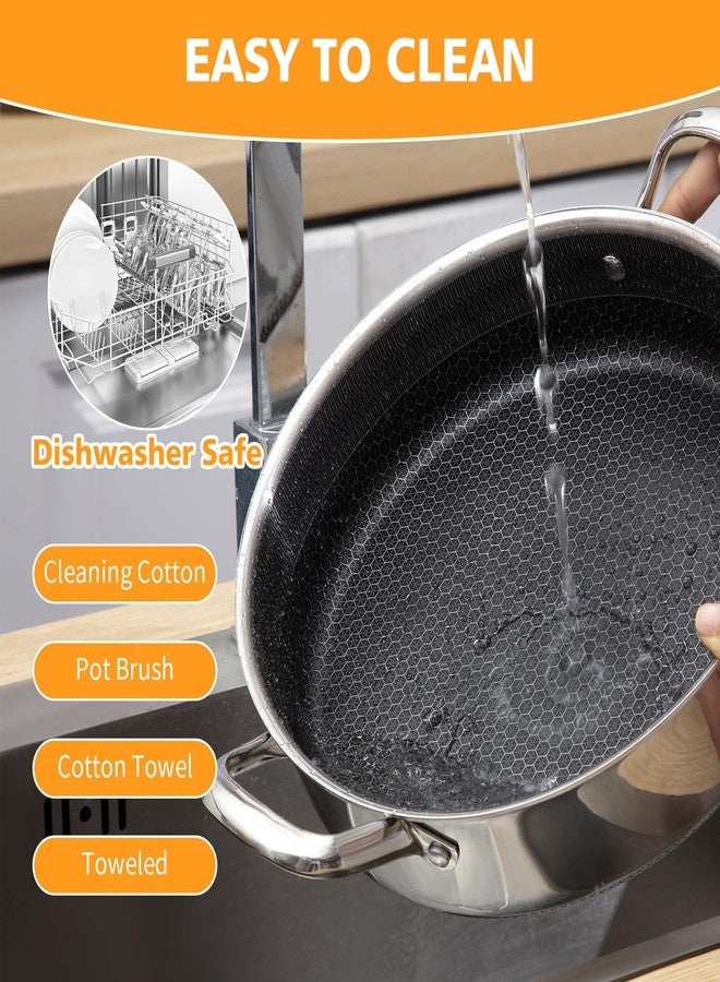 Toutrop Stainless Steel Saute Pan 12 inch Deep Frying Pan,5 Quarts Nonstick Skillet Large Sauté Pan with Lid,PFOA Free Cookware,Induction Compatible Chef Cooking Pan,Dishwasher & Oven Safe - Image 5
