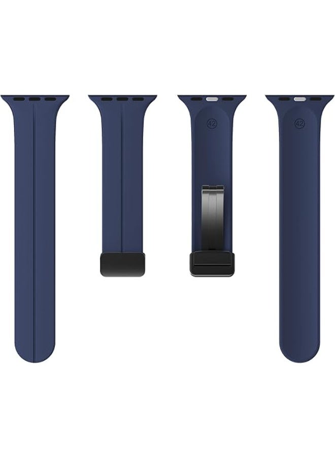 Magnetic Silicone Sport Band for Apple Watch Ultra/Ultra 2 49mm 45mm 44mm 46mm 42mm Series 10/9, 8/7/6/5/4/3/SE 2nd Generation - Navy blue - Image 2