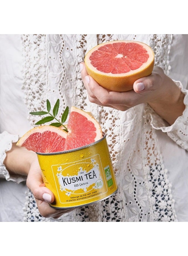 KUSMI TEA شاي كوسمي - بي بي ديتوكس - شاي ديتوكس الأيقوني - شاي عضوي - مزيج من الشاي الأخضر، الماتيه والجريب فروت - شاي يربا ماتي بنكهة عضوية - شاي أوراقLoose - علبة معدنية 3.5 أونصة - كمية تكفي حوالي 50 كوب - Image 4