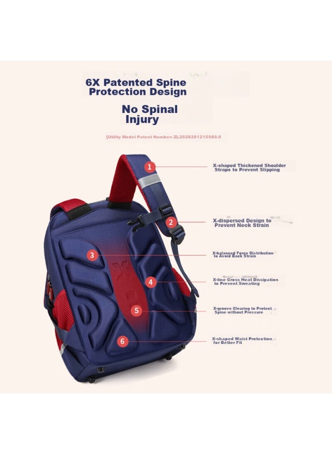 Ninth Castle The Ninth Castle Schoolbag For Primary School Girls, Spine-protecting Children's Backpack For Grades 1-3 British Style Boys' Lightweight Double Shoulder Bag - Image 3