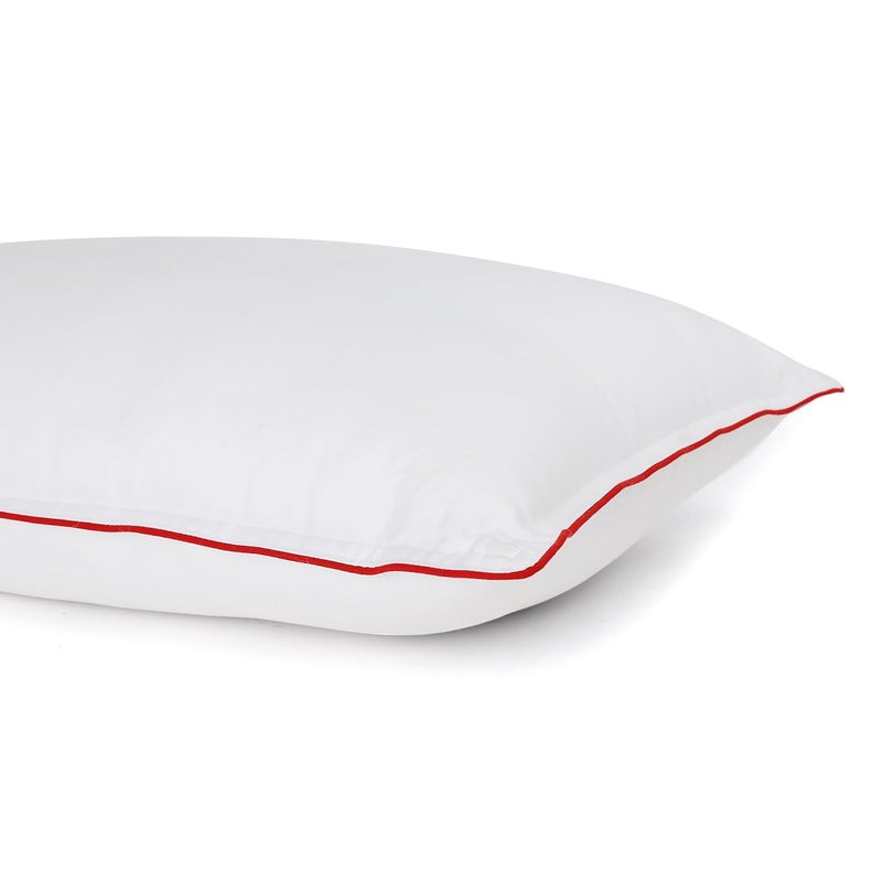 Elarra Home Supersoft Microfiber Pillow White Red Piping Size 43 cms x 68 cms 300TC Cotton Fabric Double Stitched Edges 1000 GMS Supersoft Microfiber Machine Washable Set of 1 - Image 4