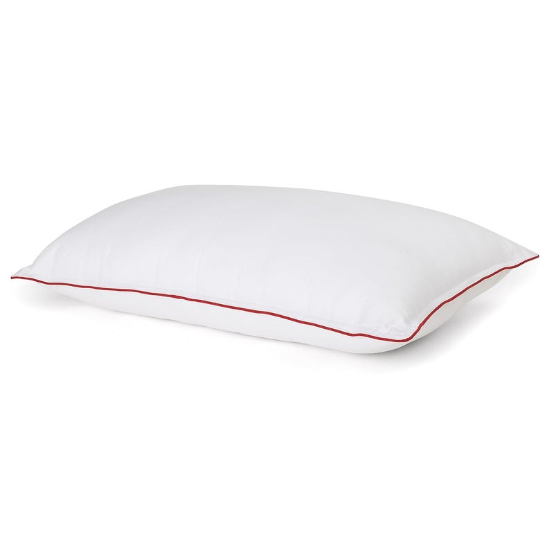 Elarra Home Supersoft Microfiber Pillow White Red Piping Size 43 cms x 68 cms 300TC Cotton Fabric Double Stitched Edges 1000 GMS Supersoft Microfiber Machine Washable Set of 1 - Image 3