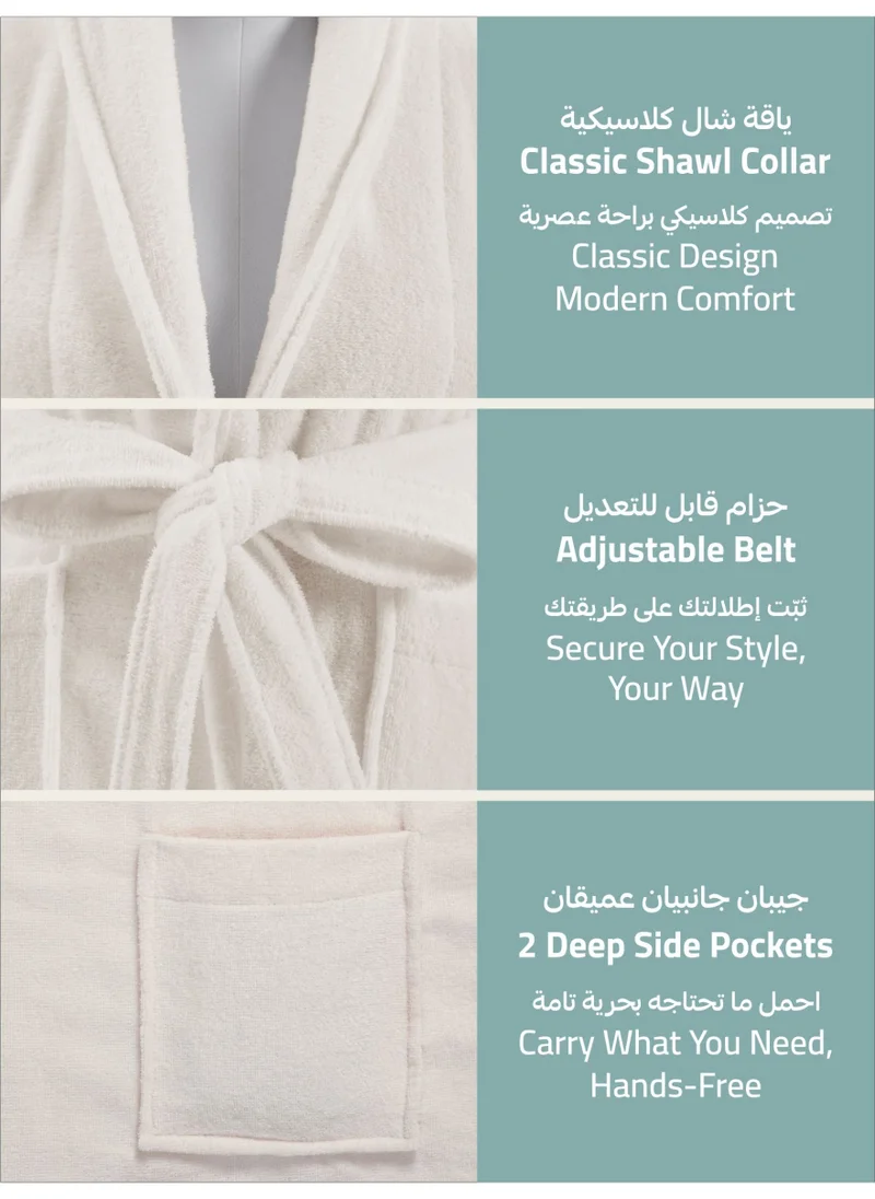 دوناتيلا روب حمام فيلور قطني ناعم سريع الامتصاص (مقاس L/XL) عاجي