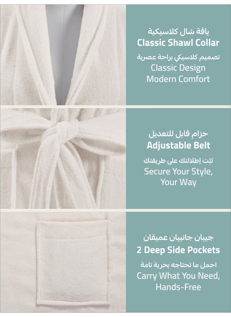 روب حمام فيلور قطني ناعم سريع الامتصاص (مقاس L/XL) عاجي