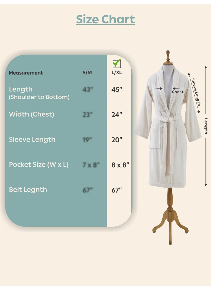 Donetella Unisex 100% Cotton Velour Bathrobe Large & Extra Large Size, 400 GSM, Luxurious & Absorbent, Soft Velvet Feel, Ankle-Length with Shawl Collar & Pockets