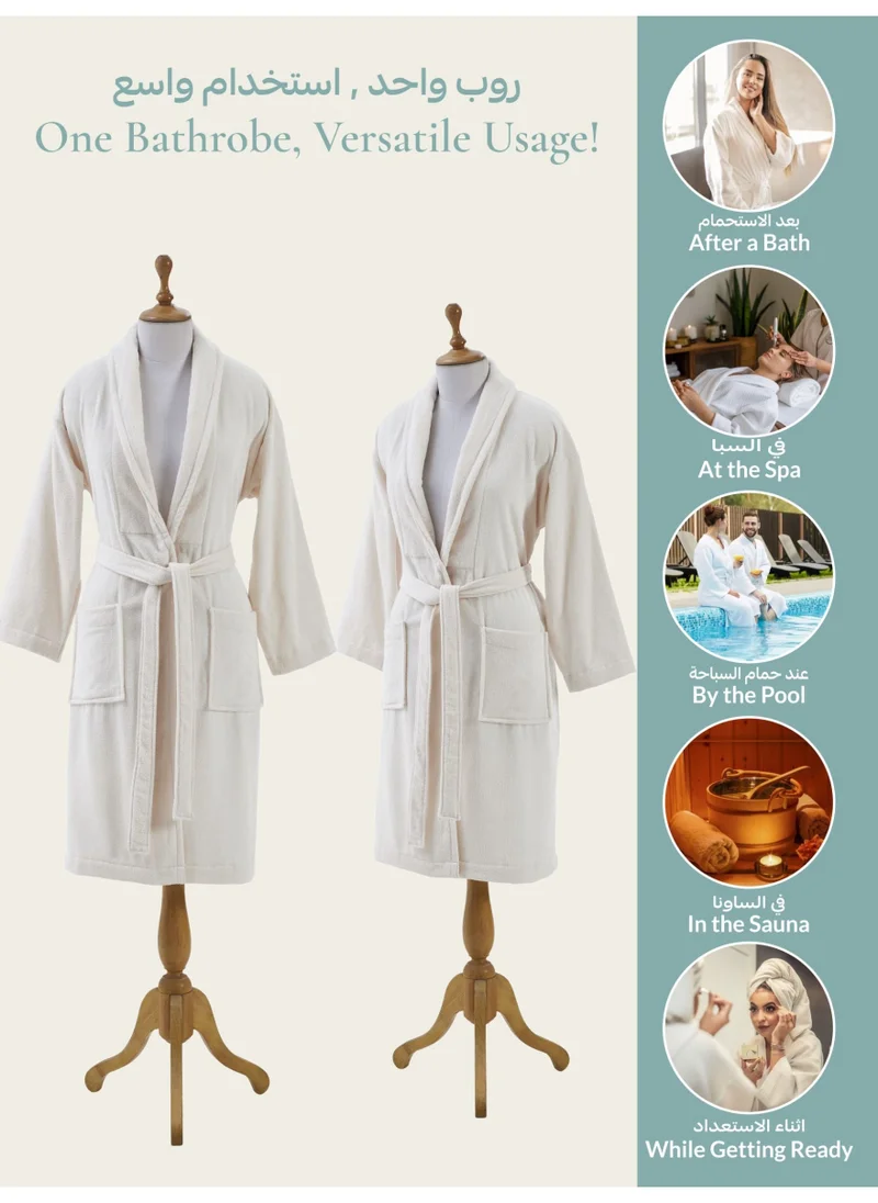Donetella Unisex 100% Cotton Velour Bathrobe Large & Extra Large Size, 400 GSM, Luxurious & Absorbent, Soft Velvet Feel, Ankle-Length with Shawl Collar & Pockets