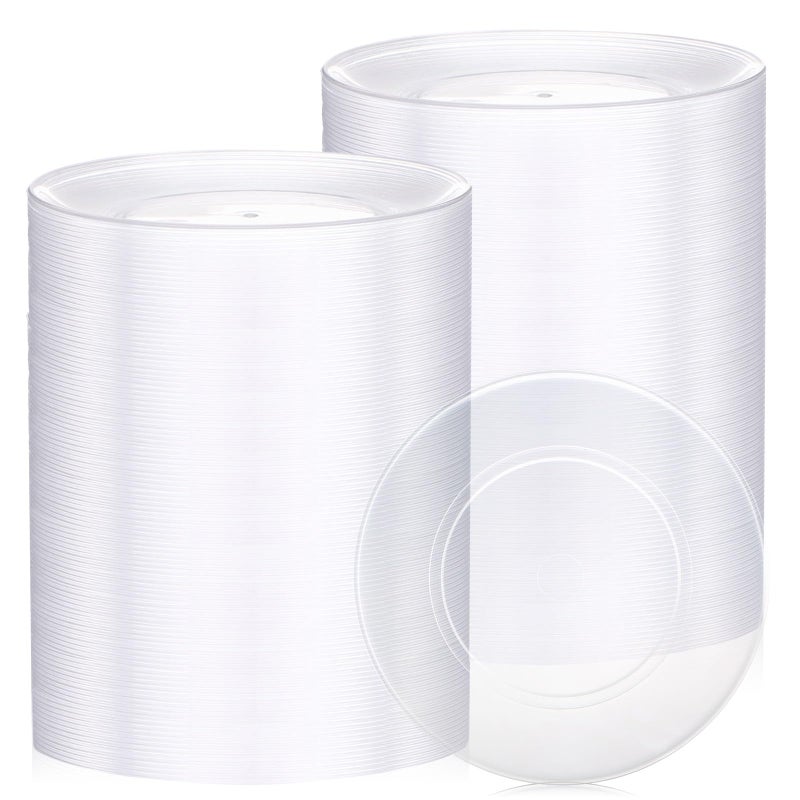 Mimorou Clear Plastic Dessert Plates 5.5 Inch Disposable Cake Plates Small Party Dishes Bulk Clear Round Dishes for Wedding Dinner Appetizers BBQ Travel Catering Events(100 Pcs) - Image 1