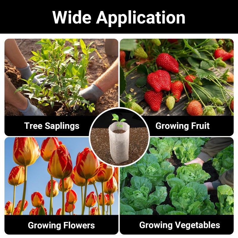 Enpoint 100Pcs Nursery Bags For Plants - 7.87X13.77 Inches Breathable Plant Grow Bags  Biodegradable Fabric Grow Seedling Pots For Vegetable  Fruit  Flower - Image 5