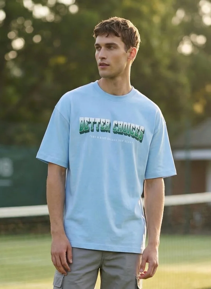 نوبيرو Men Oversized Printed T-shirt