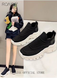 roaiss Women's Thick Sole Sneakers Women's Mesh Dad Shoes Women's Athlesiure Shoes Hollow Casual Shoes  - Image 1
