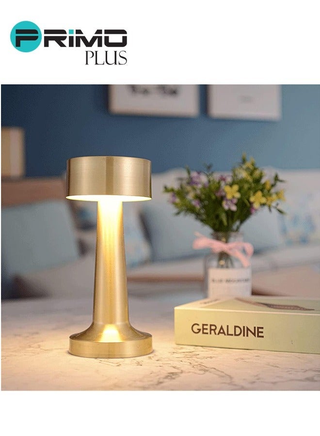 بريمو بلس مصباح LED مكتبي ذهبي، مصباح مكتب محمول ، مصباح ليلي لجانب السرير، مصباح طاولة صغير لغرفة النوم والاماكن الخارجية (ذهبي) - Image 3