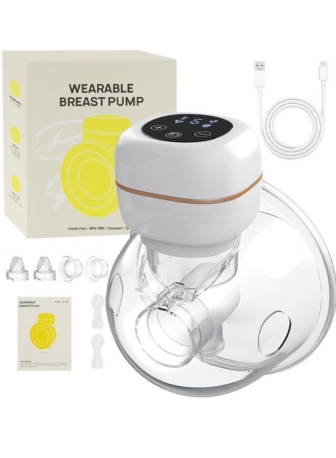 ريوليو مضخة حليب قابلة للارتداء، مزودة بوظيفة الذاكرة قابلة للشحن مع وضع التدليك والشفط، بحجم 24 مم، باللون الأبيض، شاشة عرض LCD، مضخة حليب كهربائية بدون استخدام اليدين بثلاثة أوضاع و27 مستوى. - Image 1