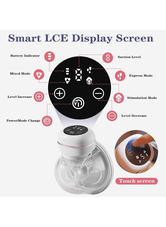 ريوليو مضخة حليب قابلة للارتداء، مزودة بوظيفة الذاكرة قابلة للشحن مع وضع التدليك والشفط، بحجم 24 مم، باللون الأبيض، شاشة عرض LCD، مضخة حليب كهربائية بدون استخدام اليدين بثلاثة أوضاع و27 مستوى. - Image 5