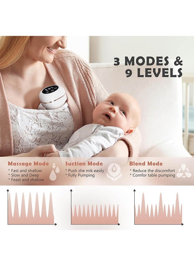 Riolio - Wearable Breast Pump, Memory Function Rechargeable with Massage and Pumping Mode 24mm White，LCD Display, Electric Hands-Free Breast Pumps with 3 Modes, 27 Levels - Image 1